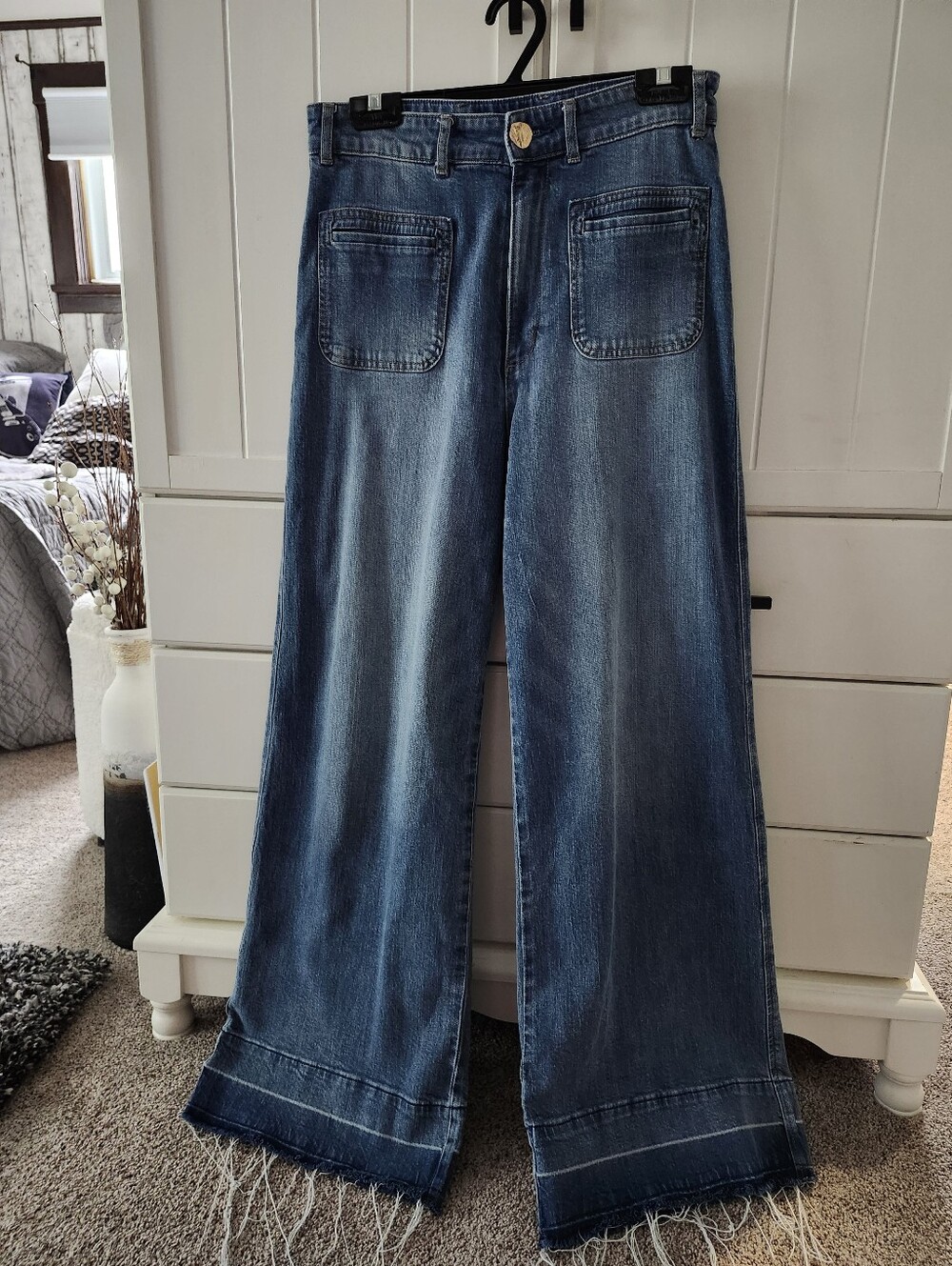H&M Womens High Rise Wide-Leg Denim Jeans  Sz 8